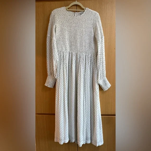 Ganni White and Black “Rometty” Polka Dot Dress, size 42/8 - Picture 2 of 13